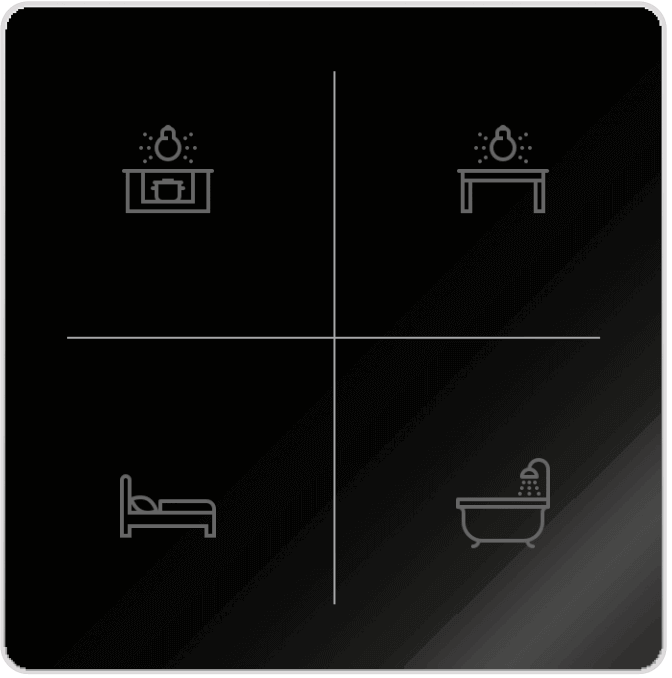 Switch customized: Icons & buttons Switch in black with 4 Buttons and icons